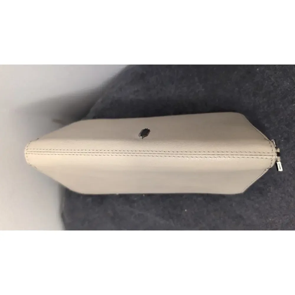 Thacker Camila taupe gray plain basic single zip clutch wallet